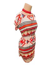 Soprano Boho Aztec Mini Dress Womens Sz Med Elastic Waist Summer Festival