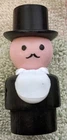 Vtg Fisher Price Little People Ringmaster In Tuxedo Wood Body