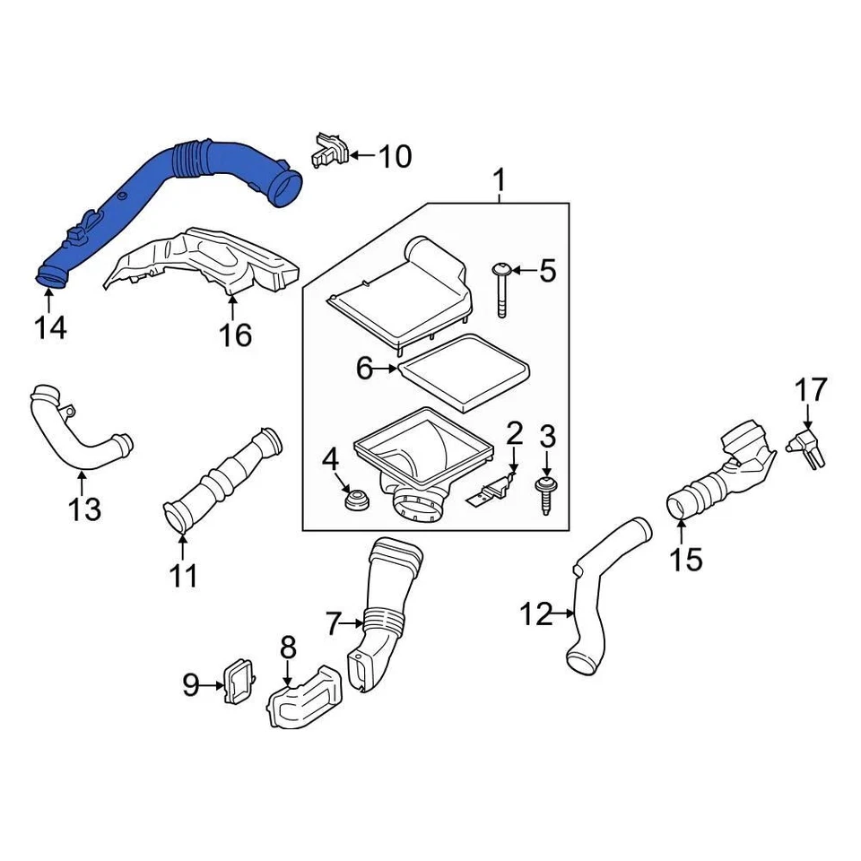 For BMW 535i GT xDrive 2011-2017 BMW 13717583726 Upper Engine Air Intake Hose - Image 4 of 4