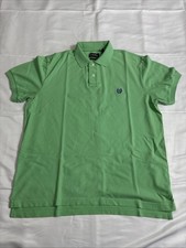 Chaps Men Green Short Sleeve Button Front Polo Shirt Size Large Stretch