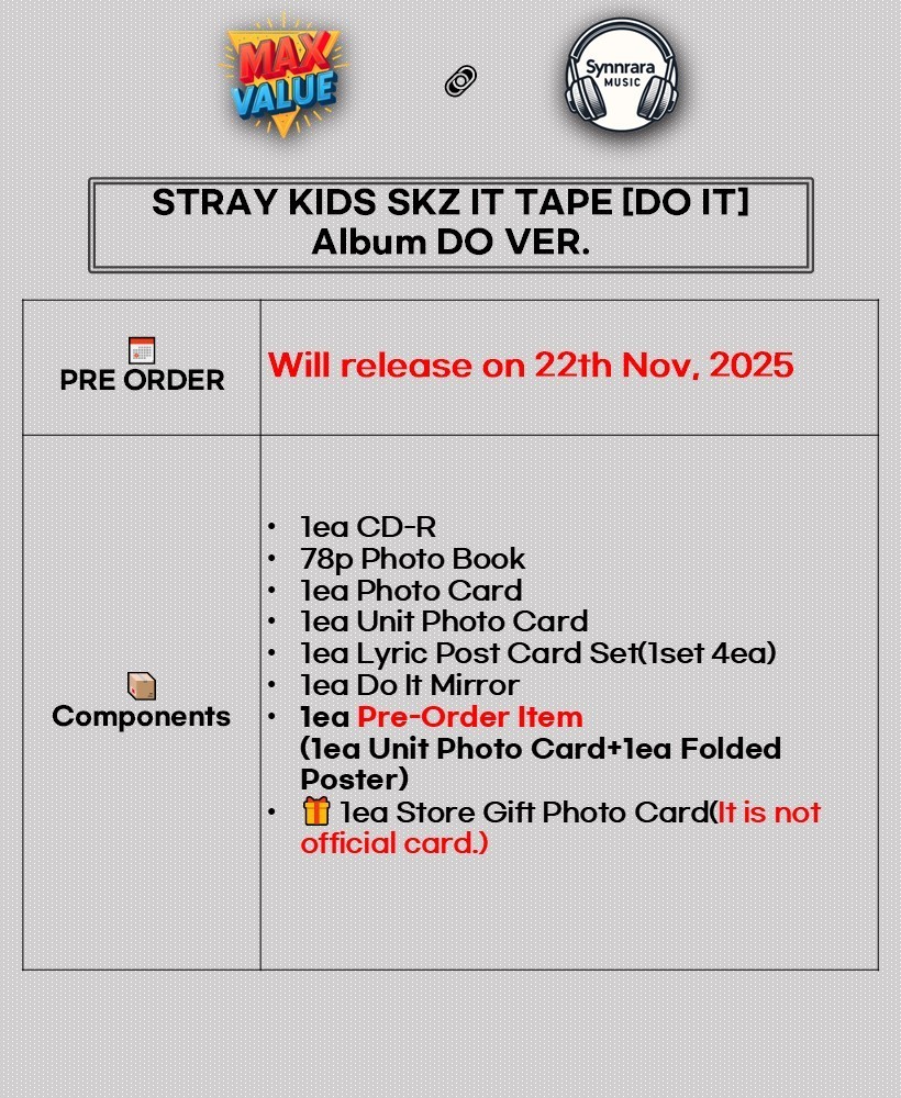 STRAY KIDS SKZ IT TAPE [DO IT] Album DO Ver/CD+Photo Book+6 Card+