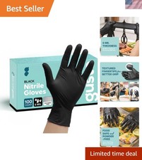Universal Fit Black Nitrile Gloves 6 Mil  Latex-Free  Waterproof, 100 Count