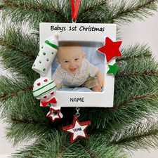 Personalized Baby Frame Pink, Blue and MultiColor in Ornament Christmas