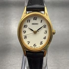 Seiko Watch Women 20mm White Dial Gold Tone Oval 1N01-0AW0 Vintage New Battery