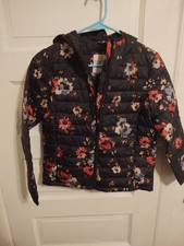 Gap Kids Large Coldcontrol Floral Hooded Puffer Jacket Water-Resistant