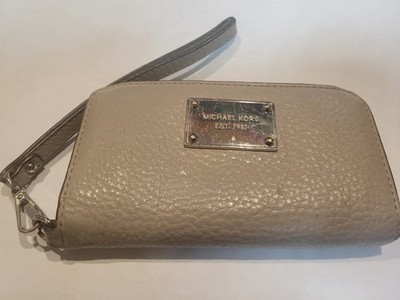 Michael Kors Jet Set Reise Continental Leder Geldbörse In Grau Zip