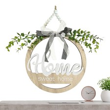 Front Door Sign Round Rustic Wooden Decorations Welcome Door Hanger