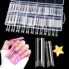 Lionvison Square Nail Tips NO C Curve, XL Clear Nail Tip for Acrylic Nails Profe