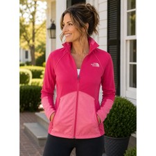 The North Face Pink Colorblock Lightweight Full Zip Track Performance Jacket M