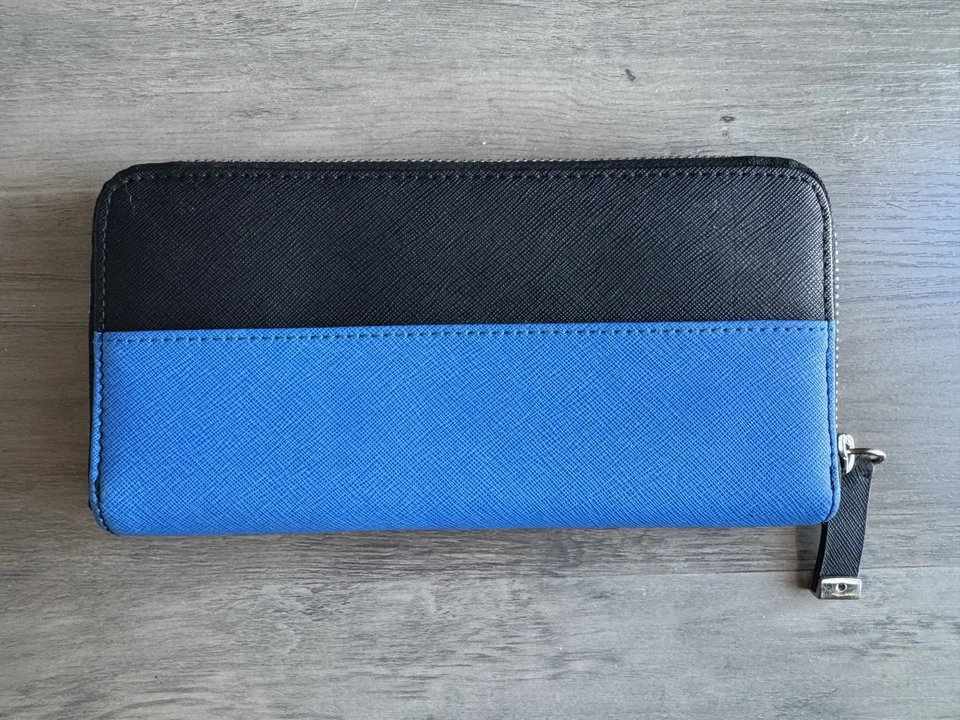 Cartera Calvin Klein Monster Face azul negra con cremallera - Usada, limpia por dentro Foto 4 de 4