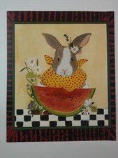 Rabbit eating watermelon 12 x 10"
