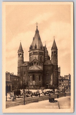 Mainz Cathedral Germany Ostseite Vintage Postcard Aug 21 Sepia Tone C285