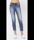 New Judy Blue High Waist Relaxed Fit Distressed Raw Hem Jeans Size 14W — photo 1