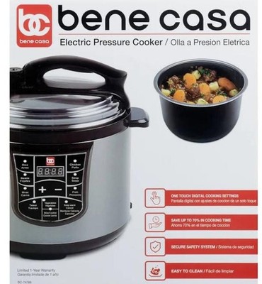 Bene Casa Stainless Steel 5 Liter Electric Multi-Cooker Pressure Cooker Easy