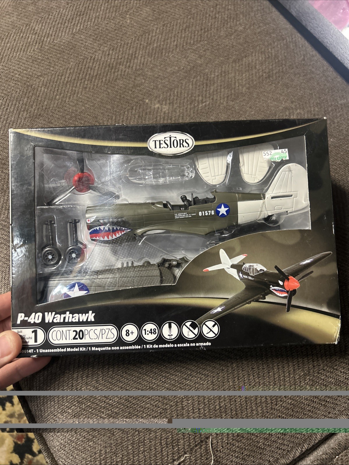 Testors 650014T P 40 Warhawk Skill 1 20 Piece Unassembled Model Kit Age 8 & Up