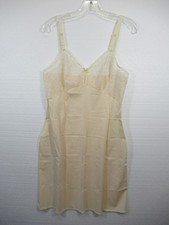 Vintage 70s Olga Freedom Front Satin  Lace Full Dress Slip Women 36 Beige Nylon