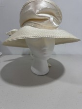 Elegant Women's Wide Brim Sun Hat Church Derby Wedding Ivory Cream Polypropylene