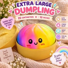 XL Rainbow Dumpling Squishy Stress Relief Toy 10 /25cm Jumbo Cute Kawai Bun Gift
