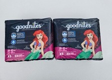 Goodnites Ariel mermaid Girls Nighttime Underwear XS 22 Ct 2 Pack New 28-43lbs
