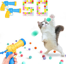 Cat Toy Ball Launcher 2-Pack with 50 Plush Balls, Interactive Indoor Kitten Toy