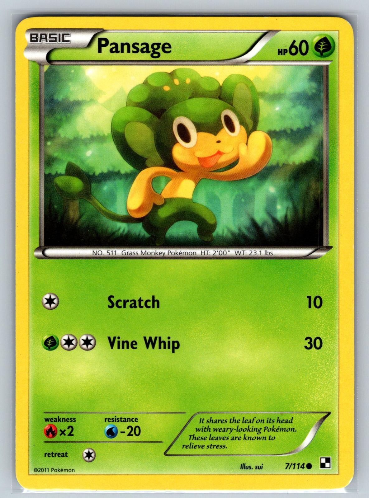 Pansage 7/114 Common Black & White Pokemon Lightly Played