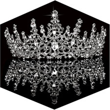 Silver Wedding Crystal Tiaras and Crowns for Women, Bride Royal Queen Headband P