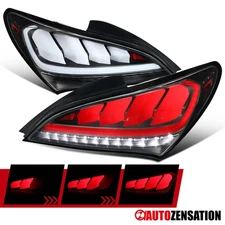 Fit 2010-2016 Hyundai Genesis Coupe Black Sequential LED Tail Lights Brake Lamps