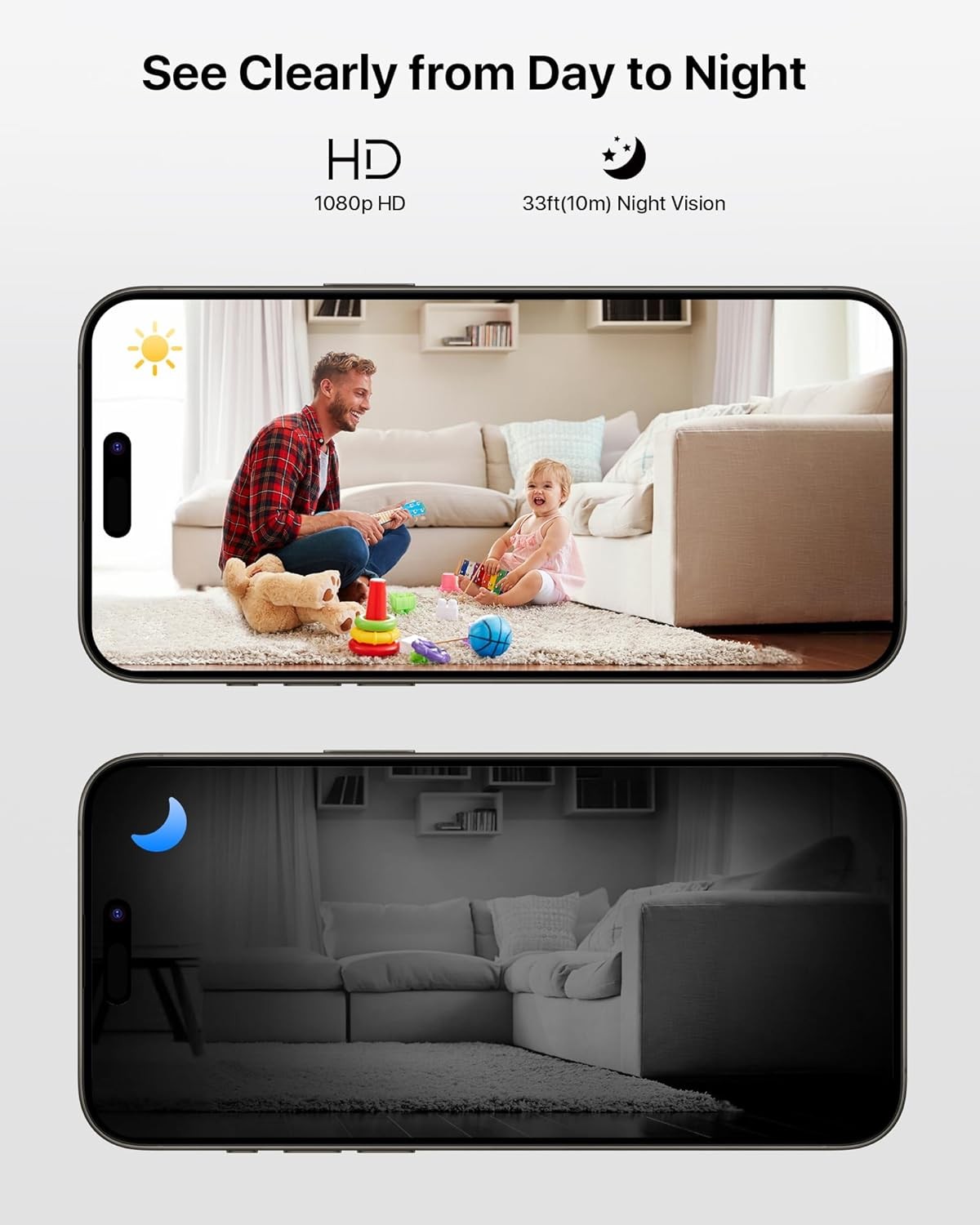 ZOSI Indoor Security Camera, 2Pack 1080P Home WiFi Camera WiFi-2Cam, White 