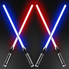 Light up Sword Saber 4-Pack - Color-Changing LED Blades with Sound Effects, L...
