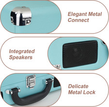 Vinyl Record Player Wireless Turntable Bluetooth 3-Speed Portable Vintage Sui...