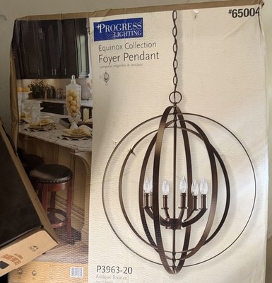 Progress Lighting P963-20 Equinox Collection Six-Light Chandelier Antique Bronze