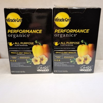 2 Boxes Miracle-Gro Performance Organics All Purpose Plant Food 1 lb Each