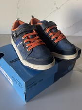 Stride Rite Size 11.5 Kids Shoes Kaleb Blue With Orange Stitching. New With Box
