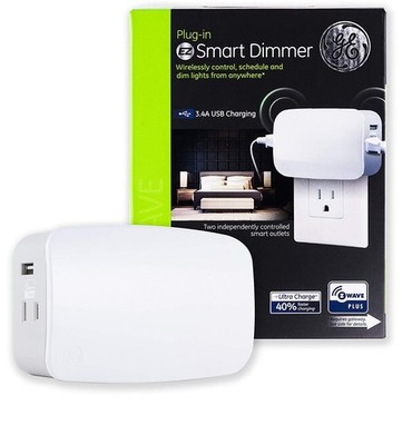 GE Enbrighten Z-Wave Plus Plug-In Smart Dimmer 2 Dual Outlets 2 USB 28175 Jasco