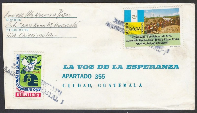 GUATEMALA 1976 COVER AMBULANTE NO. 1  ZACAPA - ANGIATU