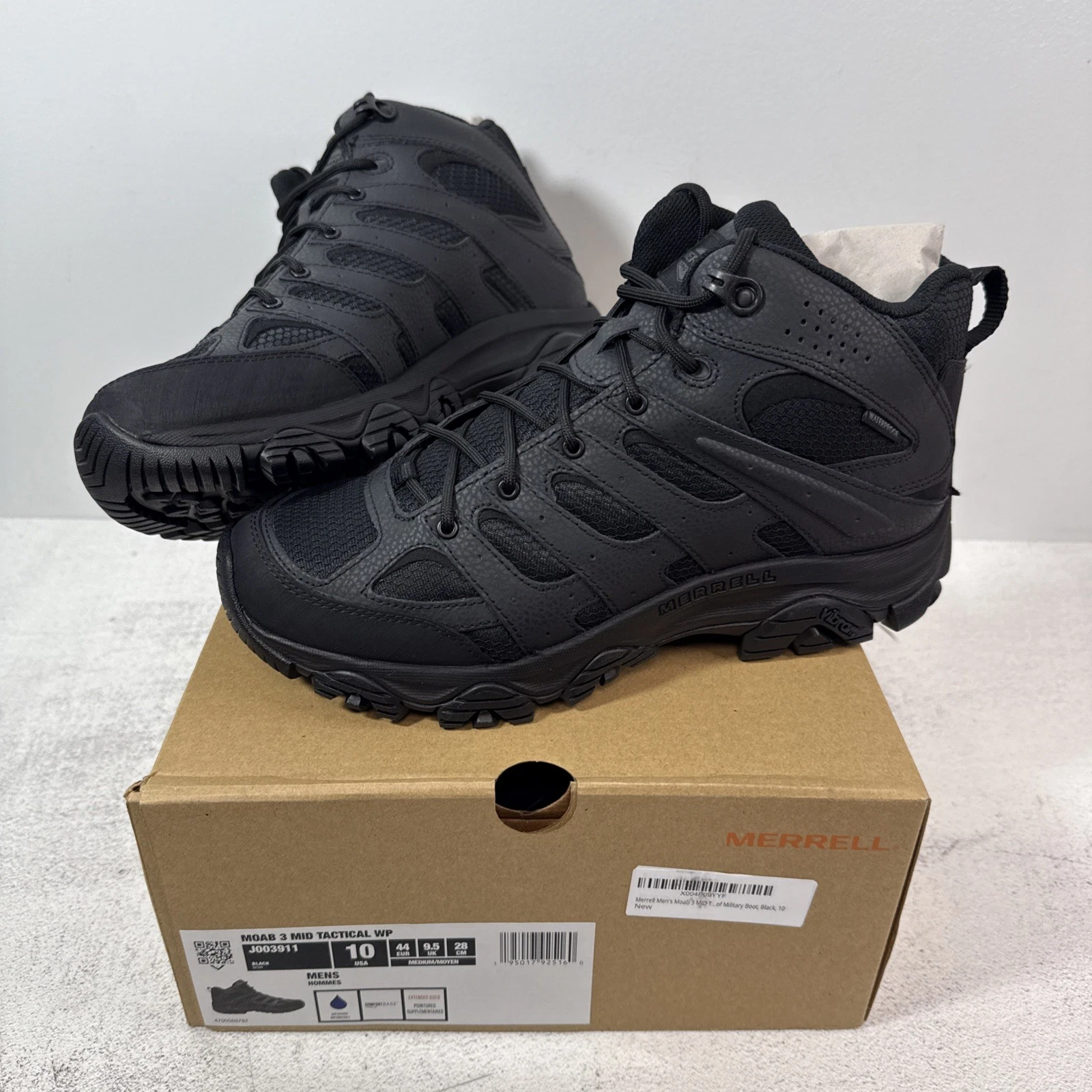 Merrell Moab 3 Mid Tactical Waterproof Boot Hiking Black J003911 Mens 10 NEW