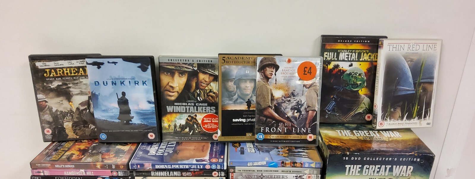 54 x War DVD JobLot Dunkirk Full Metal Jacket Jarhead Private Ryan