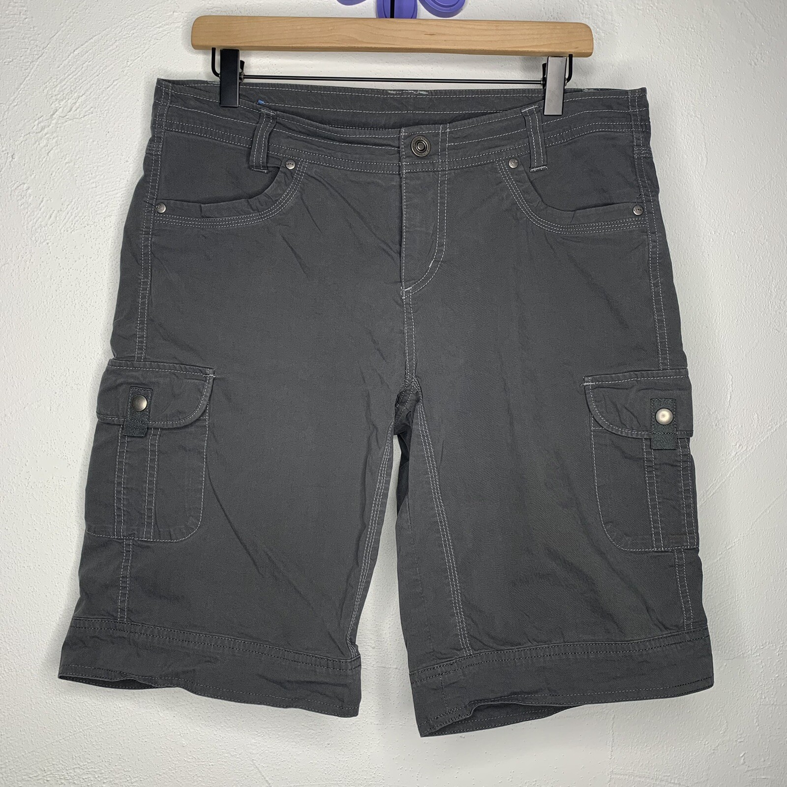 Kuhl Grey Charcoal Outdoor Hike Cargo Shorts Womens 12 Gem