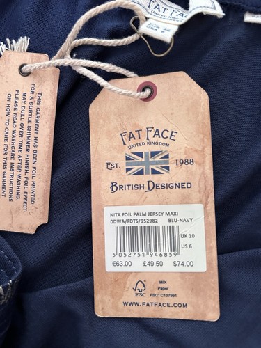 Fat Face Nita Foil Palm Tree Soft Feel Jersey Long Dress Size 10 BNWT RRP £49.50 - Picture 10 of 13