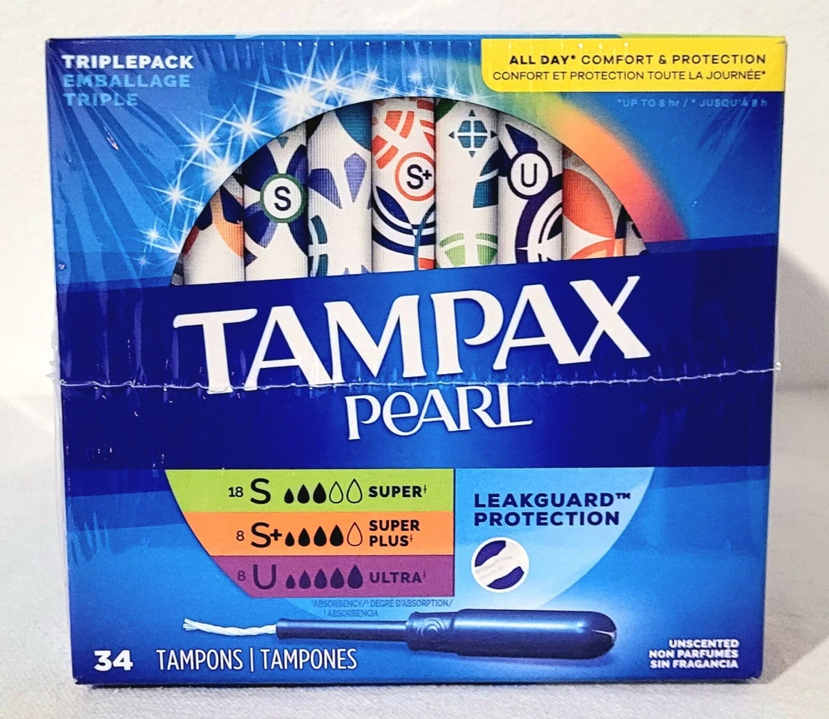 Tampax Pearl Tampons Multi Pack, Super/Super Plus/Ultra Absorbency with