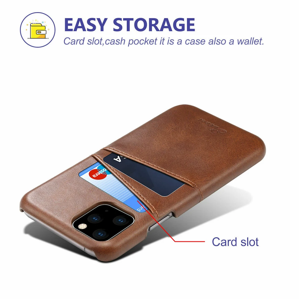 适用于 iPhone 12 13 14 15 Pro Max XS Max 7 8 皮革钱包式卡夹后壳 — 第 3/4 张图片