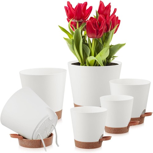 Blumentopf 6 Stück Kunststoff Blumentopf mit Bewässerungssystem selbstbewässernd - Bild 9 von 16