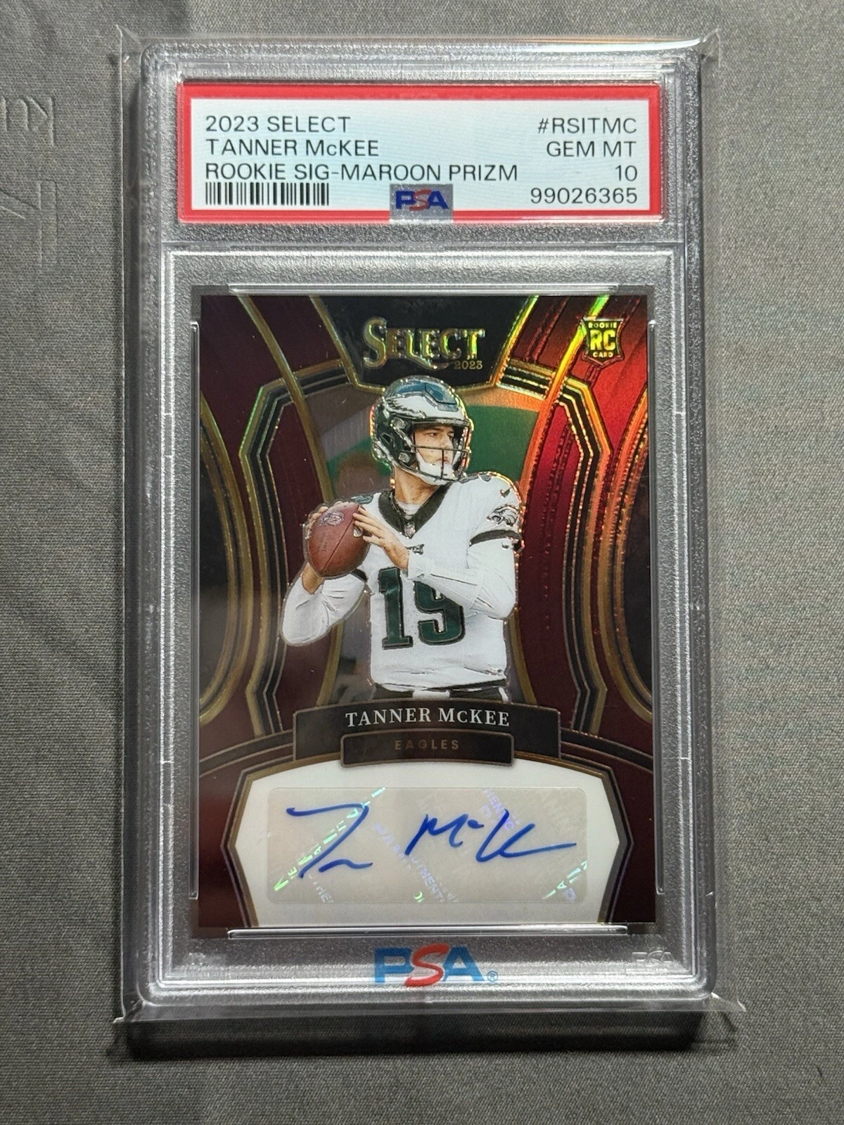 Tanner McKee Panini Select Rookie Signatures #RSITMC Maroon Prizm
