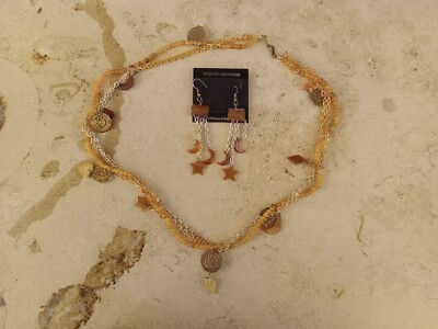 Carabao/Water Buffalo Natura Bead with Charms Necklace and Matching Earrings Set
