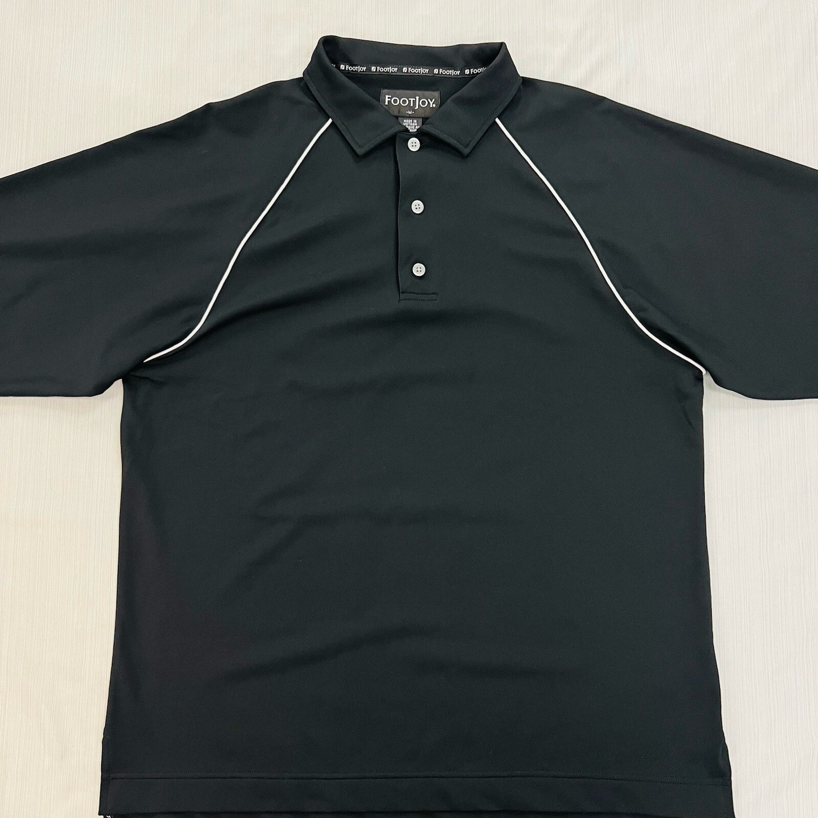 FootJoy FJ Mens Medium Black Short Sleeve Casual Stretch Polo Golf Shirt