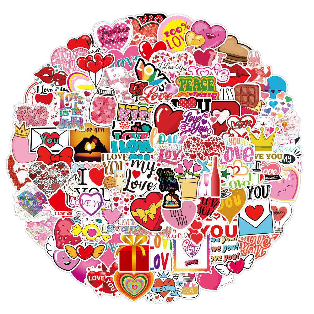 100PCS Valentine's Day Stickers For Kids – Cute, Waterproof Vinyl Decals For Water Bottles, Laptops, Scrapbooks & More