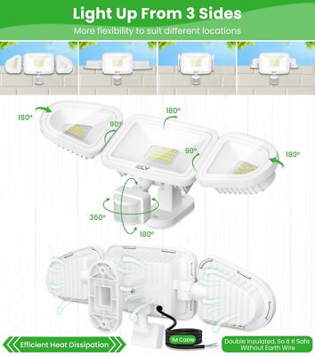 Faretto LED Esterno 80W Con Sensore Movimento - 7520LM, IP66, Bianco Freddo 6500K - Foto 9