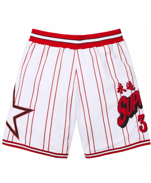 Short de basketball Supreme Star blanc rouge taille XL en main expédié rapidement épuisé