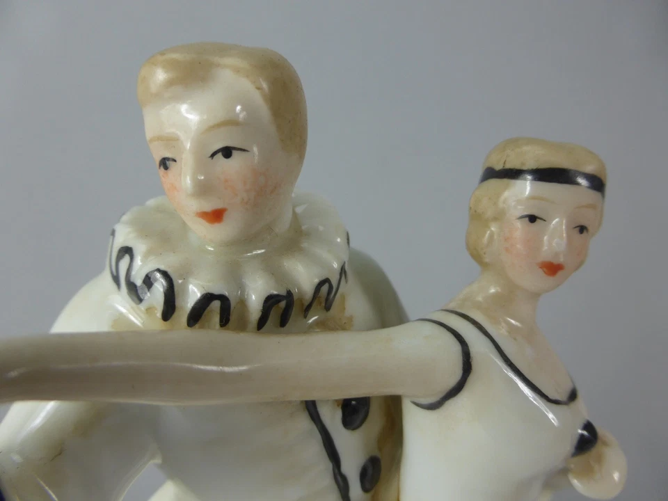 BOX ART DECO BALLERINI PIERROT E PIERRETTE VALENTIN COLOMBINE CERAMICA 634 - Immagine 4 di 4