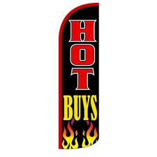 Hot Buys Banner Flag Sign Display Only Flutter Feather Windless Swooper 3' Black